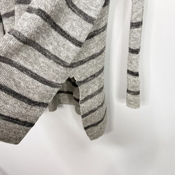 Free People XSmall Gray Striped Tunic Sweater Side Split Long Sleeve Oversized - Picture 5 of 8